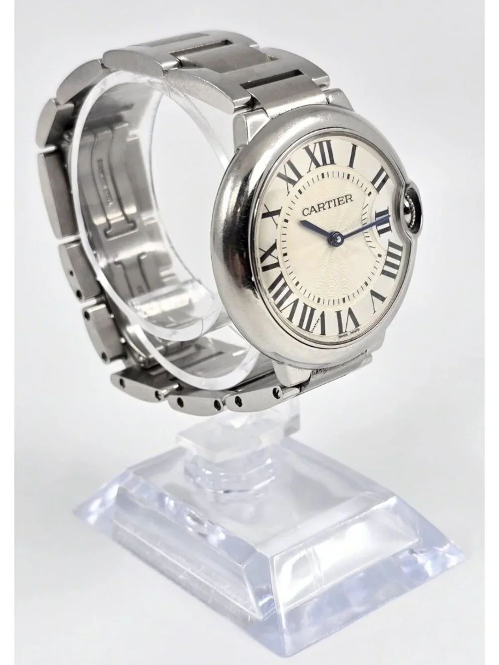 Cartier Ballon Bleu Roman Numeral 36mm Quartz Stainless Steel Wrist Watch 3005